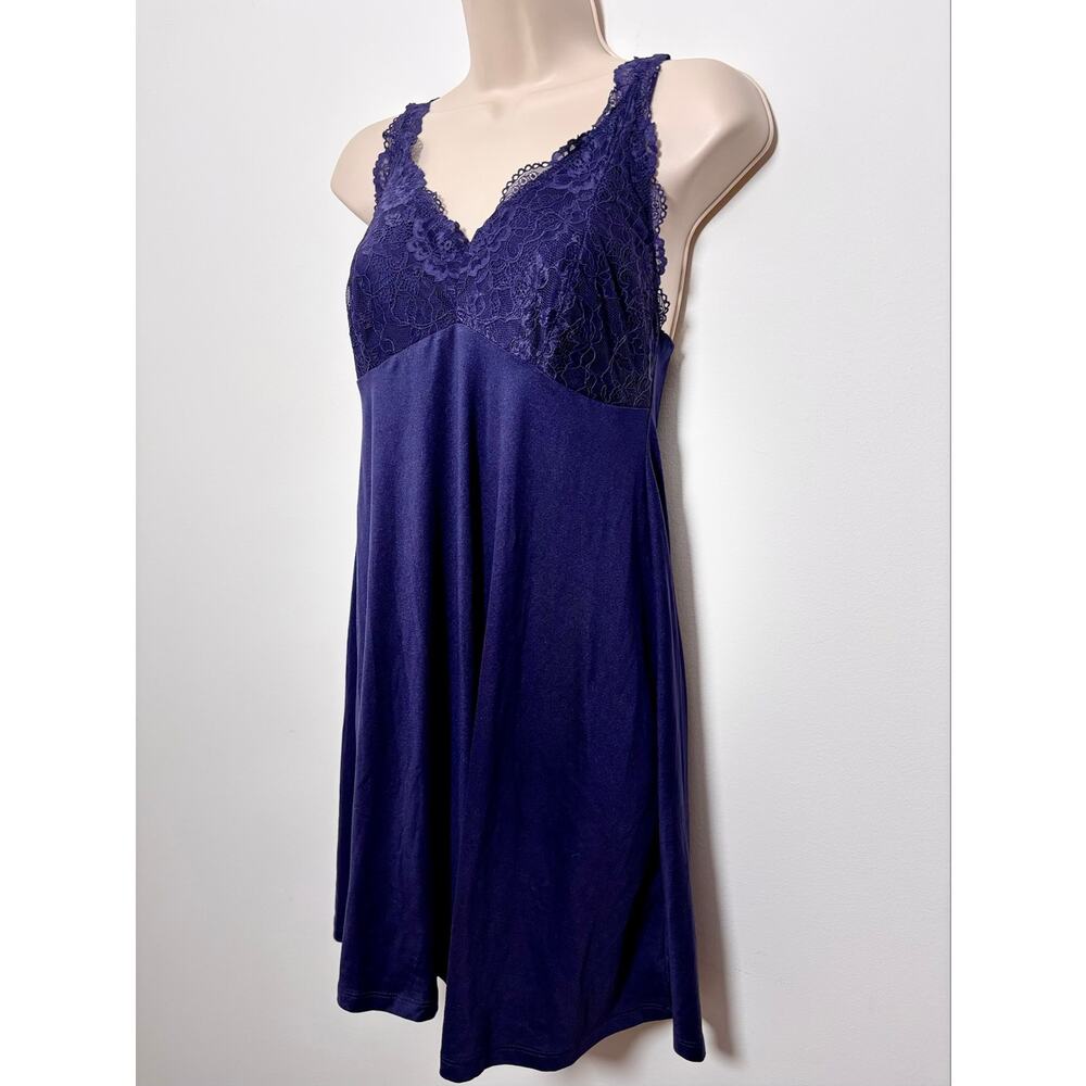 Flora Nikrooz Navy Lace Bodice Slip Dress Adjustable Straps